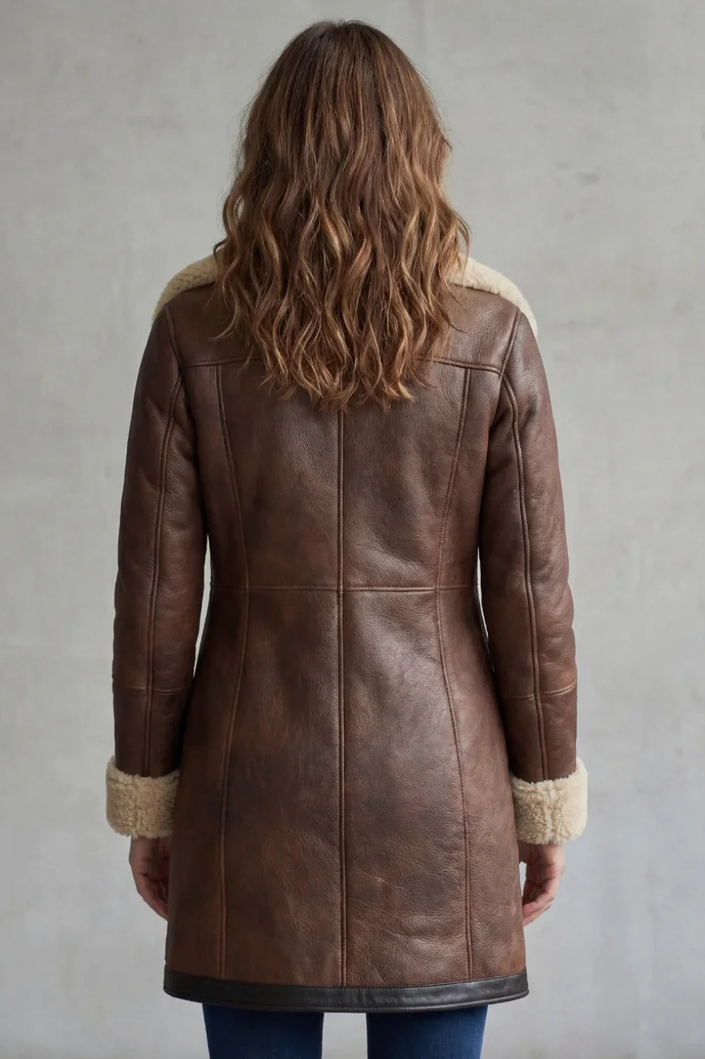 Amara | Women's Leather Coat with Shearling Lining 2