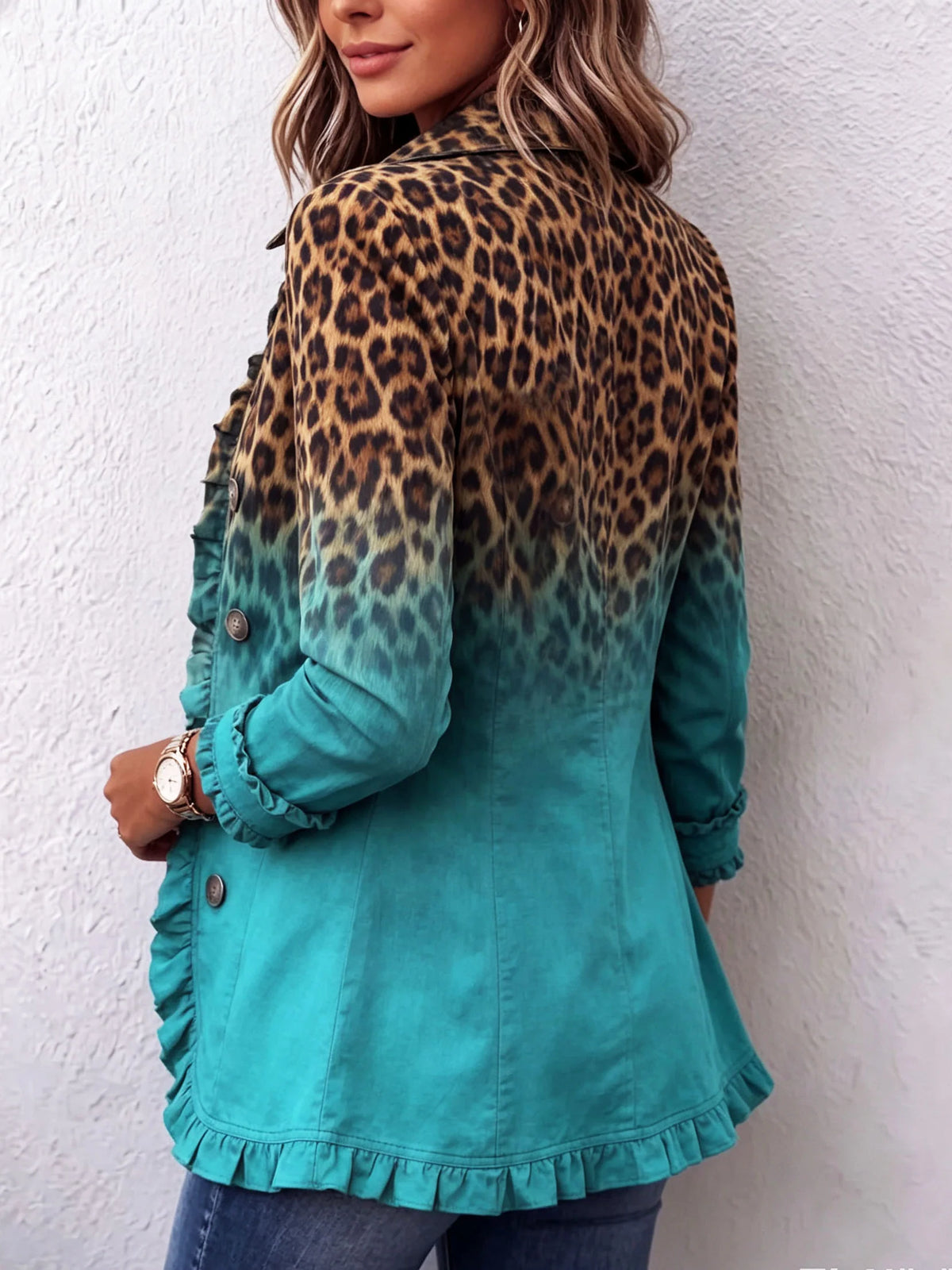 Boho Leopard & Teal Ruffle Blazer ? Elevate Your Fall Style 3