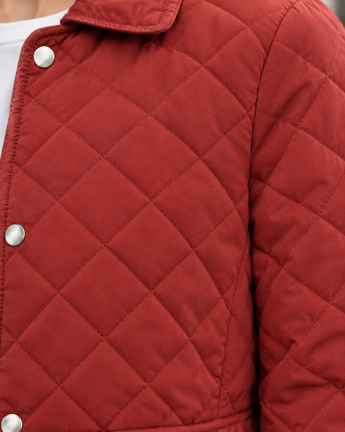 Women's Quilted Jacket Diamond Pattern Stand Collar