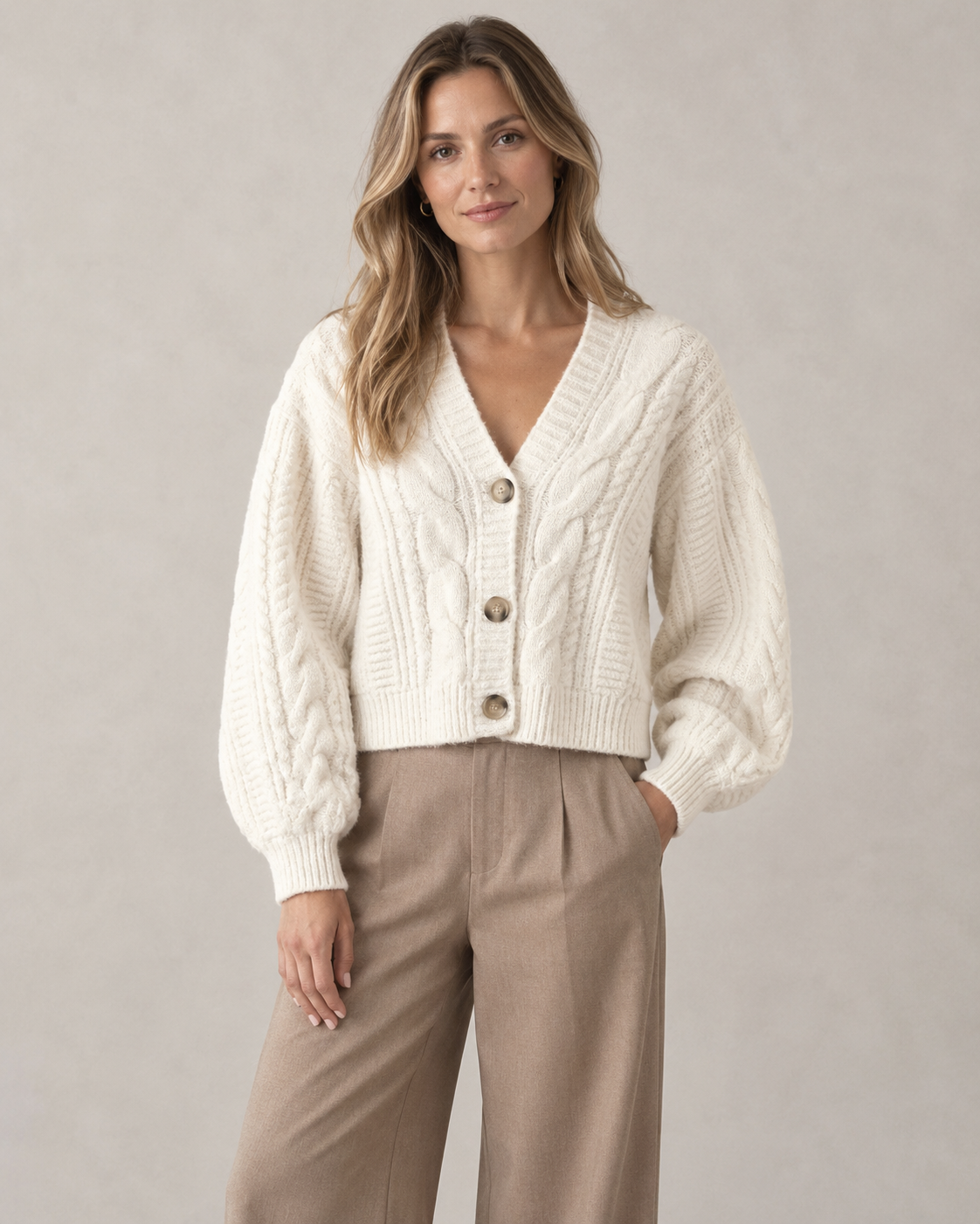White Merino Wool Cardigan | Women's Sweater