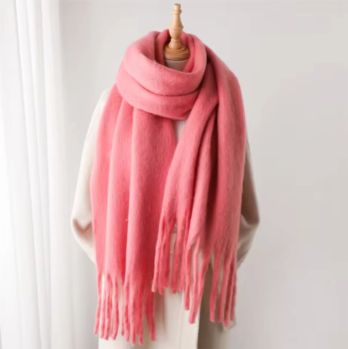Elyra Thick Pashmina Scarf with Tassels | Warm Winter Wrap 1