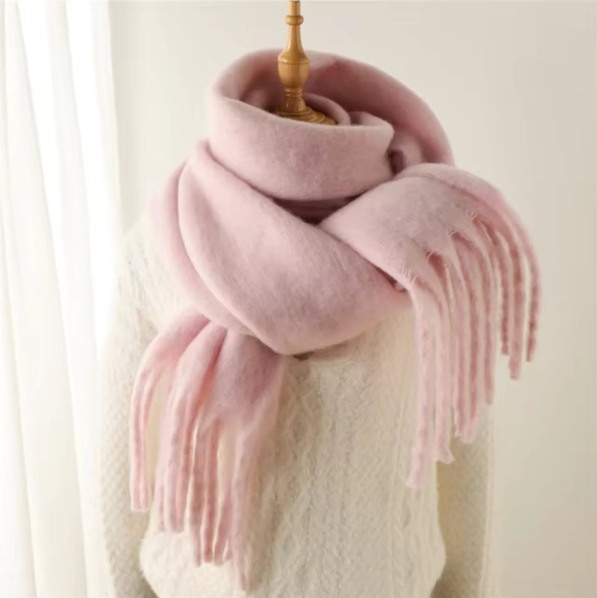 Elyra Thick Pashmina Scarf with Tassels | Warm Winter Wrap 2