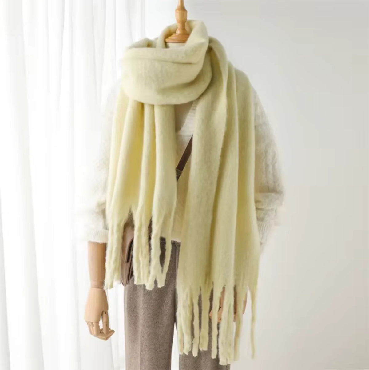 Elyra Thick Pashmina Scarf with Tassels | Warm Winter Wrap 8