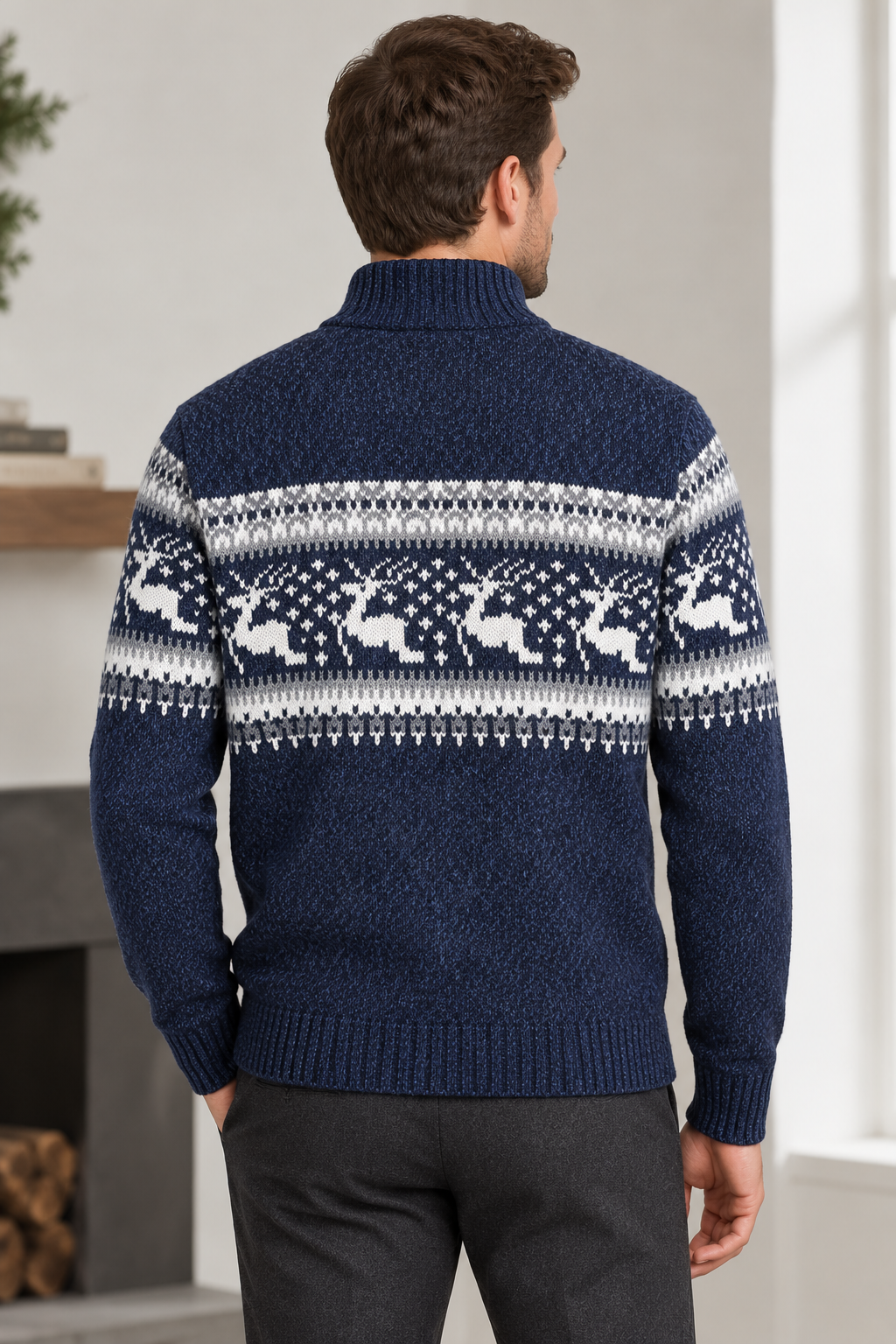 Men's Fair Isle Half-Zip Sweater | Christmas Sweater