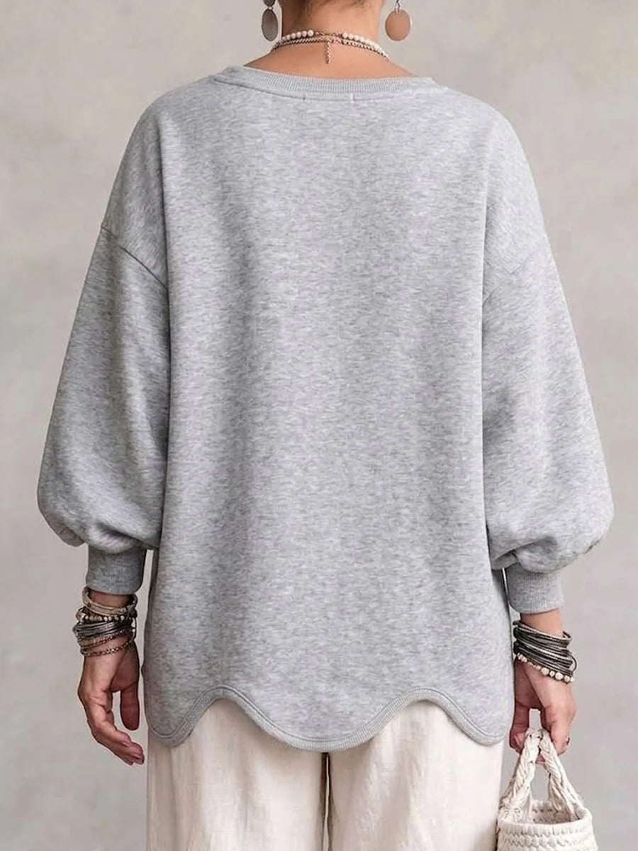 Oversized Sweatshirt ? Effortless Comfort with Stylish Wavy Hem 1