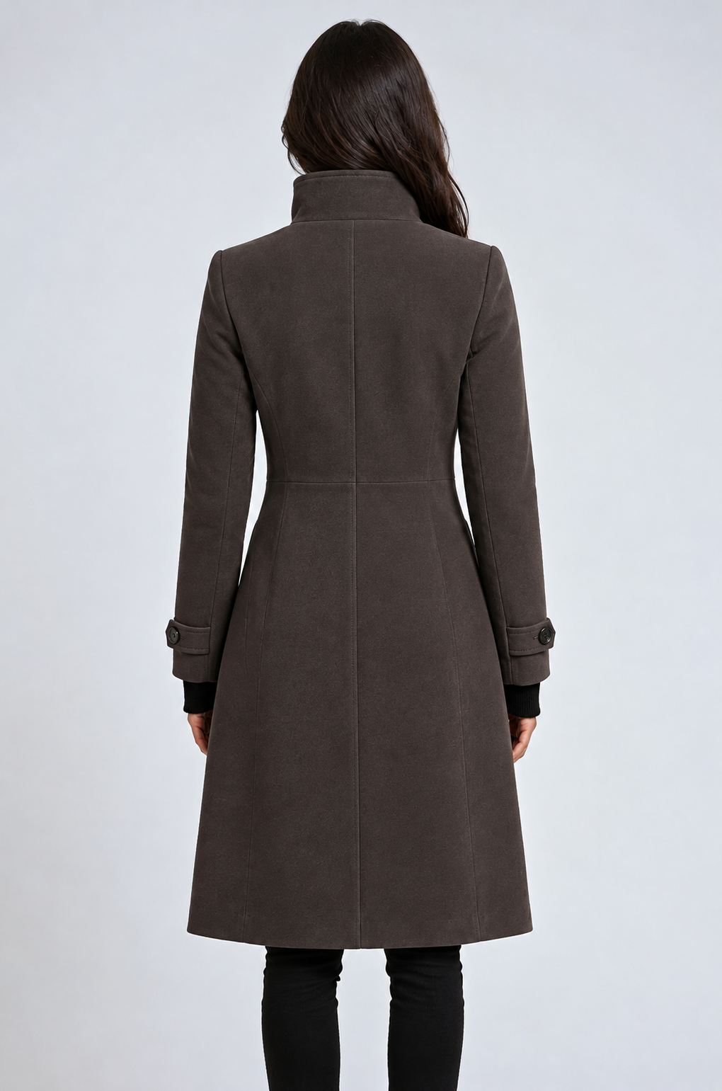 Women’s Longline High Collar Button-Up Trench Coat