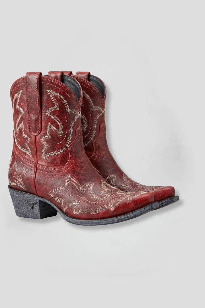Women's Embroidered Leather Mid-Calf Boots 1