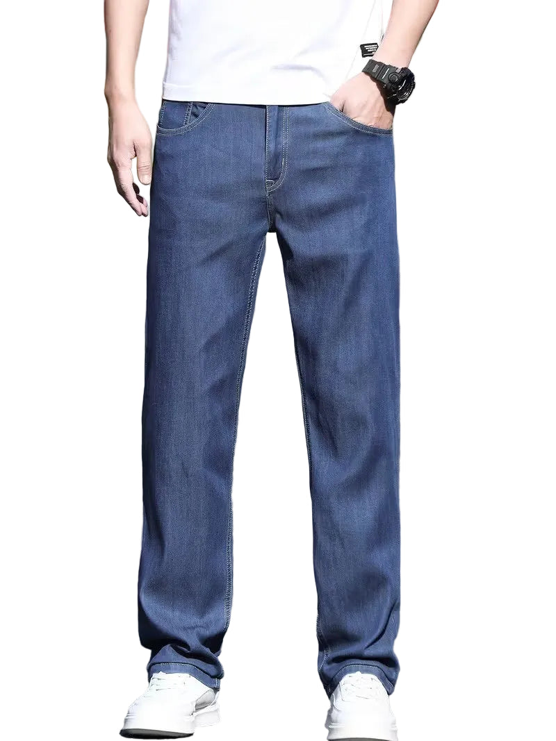 Men's Straight-Leg Pants with Contrast Stitching