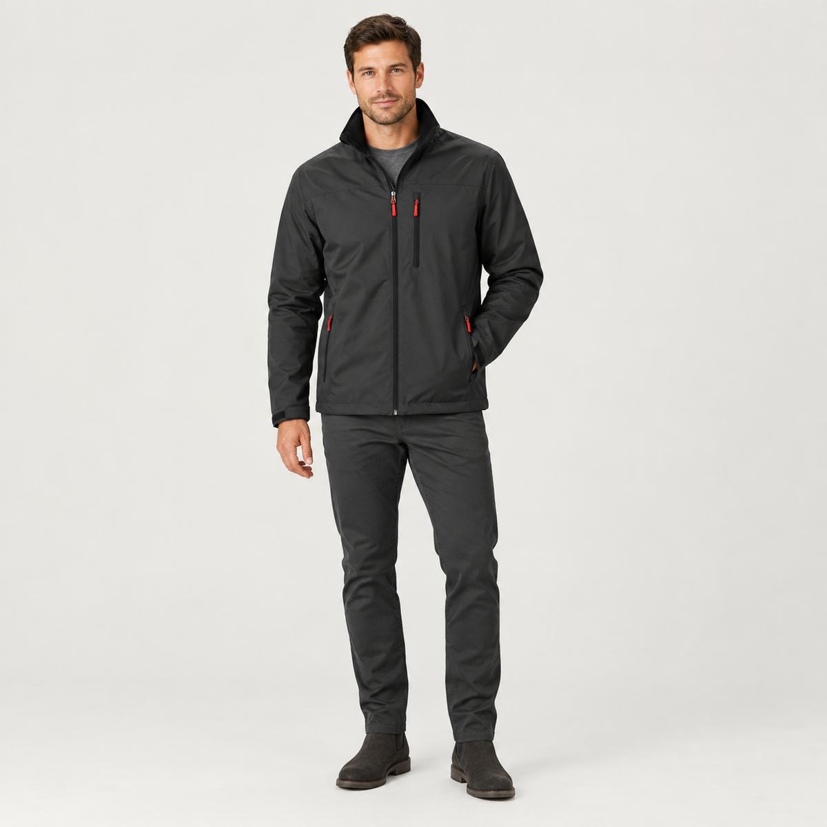 Men's Waterproof Jacket with Hood and Adjustable Cuffs
