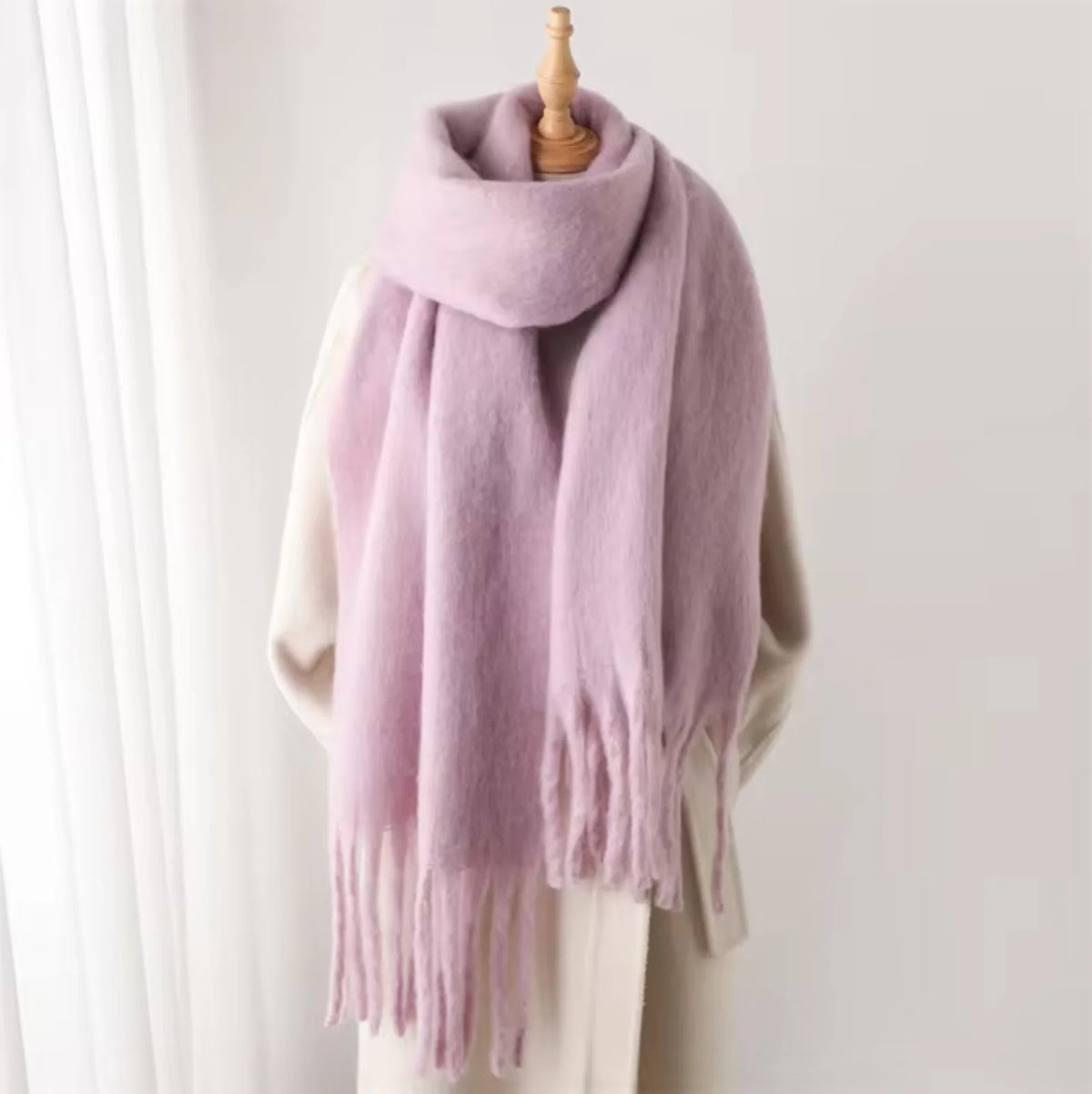Elyra Thick Pashmina Scarf with Tassels | Warm Winter Wrap 4