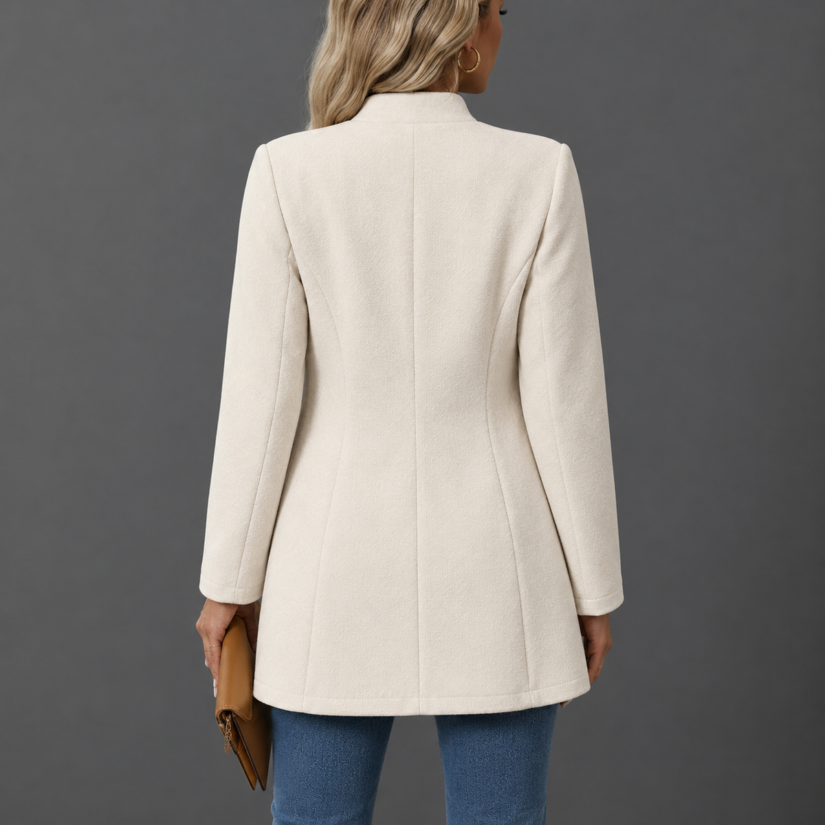 Women's A-Line Winter Coat with Button-Down Closure