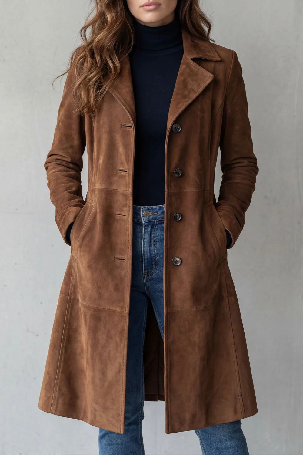 Longline Vintage Suede Coat for Women | Stylish Warm Outerwear 0