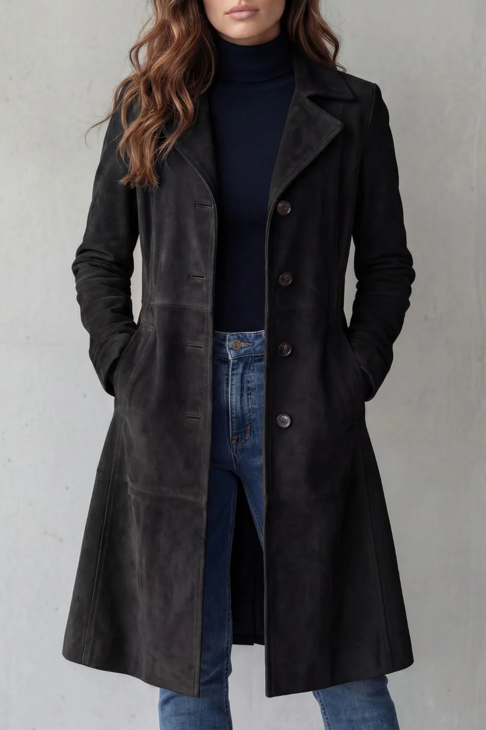 Longline Vintage Suede Coat for Women | Stylish Warm Outerwear 3