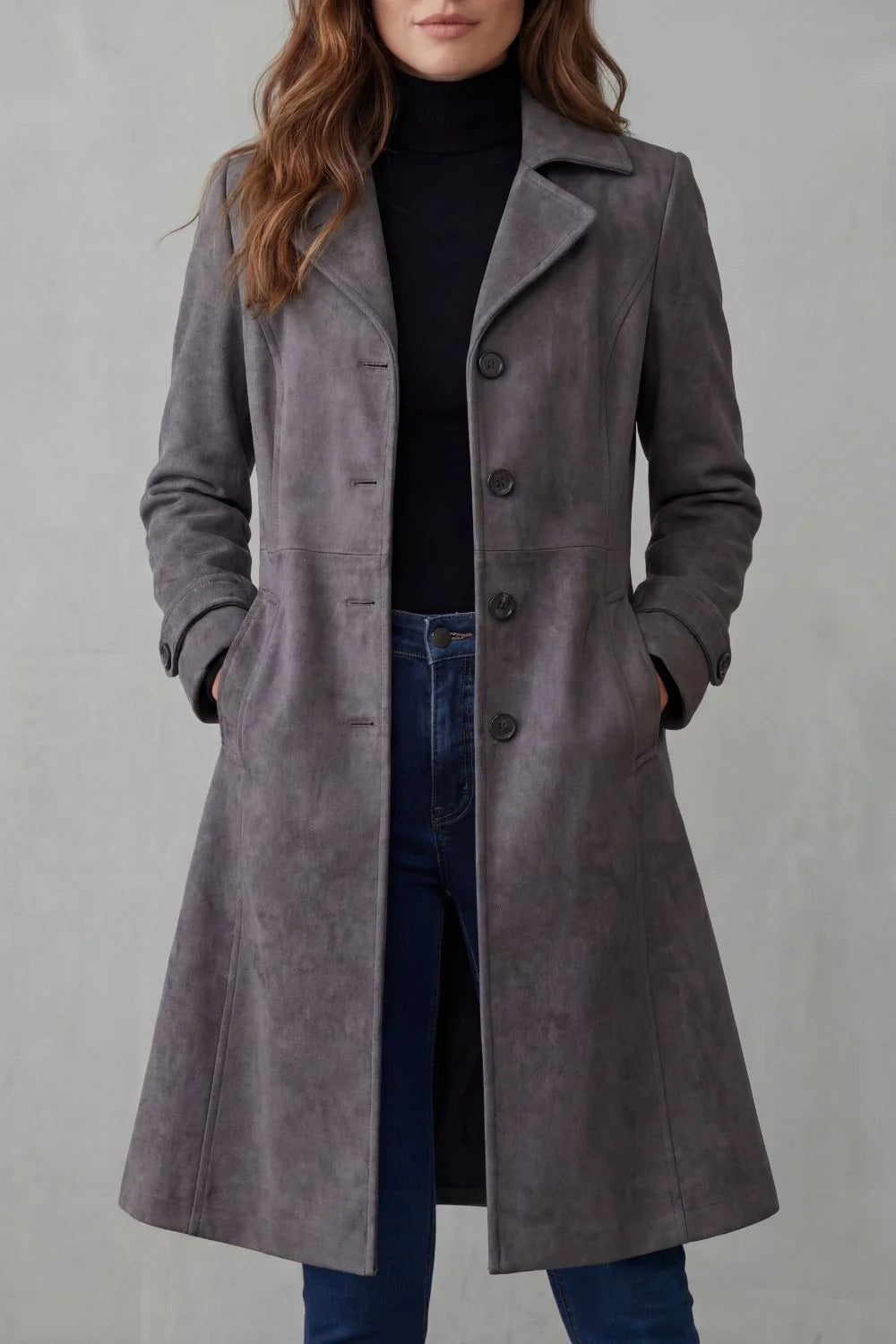 Longline Vintage Suede Coat for Women | Stylish Warm Outerwear 4