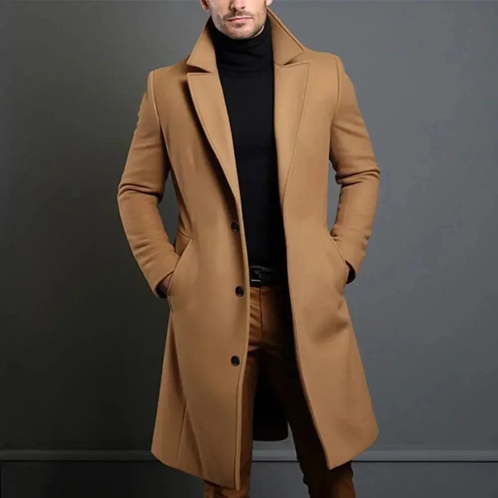 Men's Slim-Fit Long Overcoat ? Elevate Your Style & Stay Warm 0