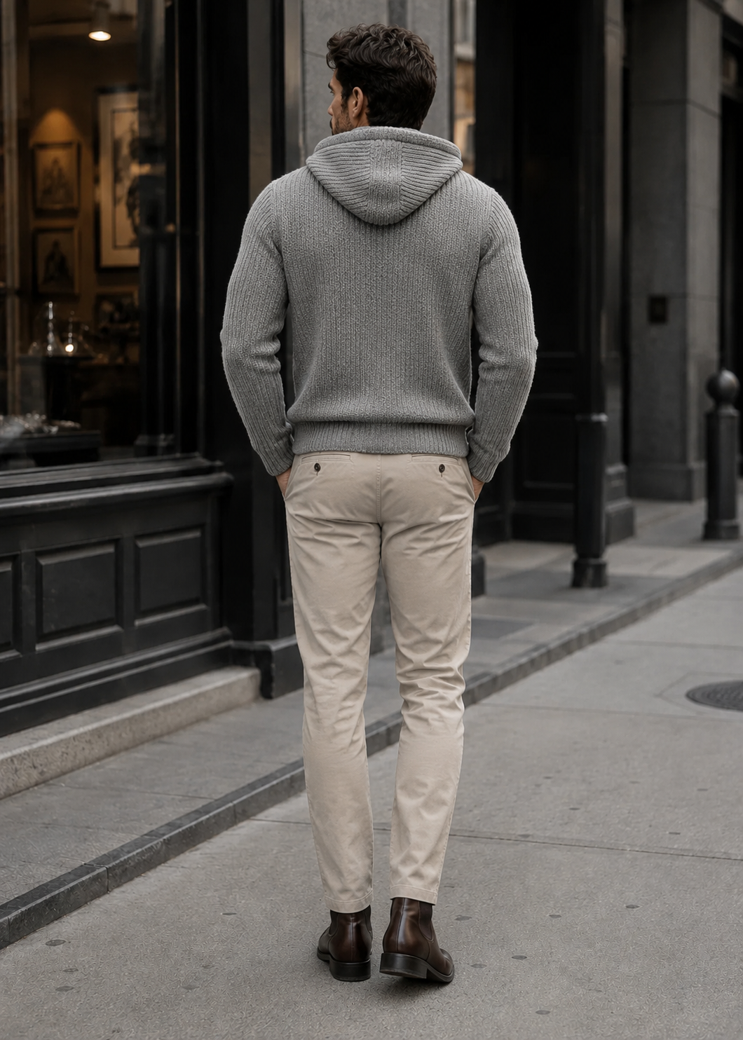 Men’s Slim Fit Hooded Zip-Through Cardigan