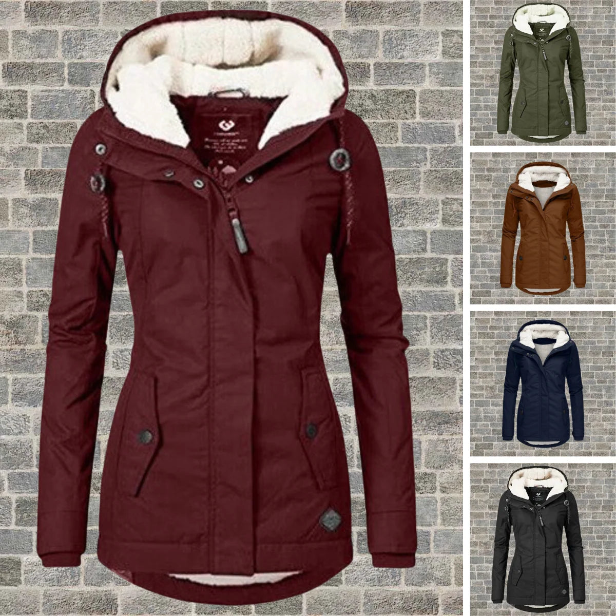 Versatile Pleated Cotton Coat With Lambswool Hood | Women's Winter Coat 6