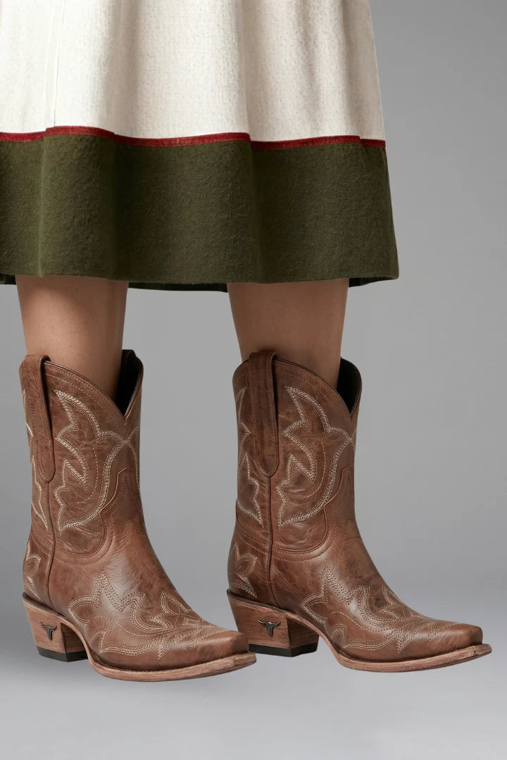 Women's Embroidered Leather Mid-Calf Boots 0