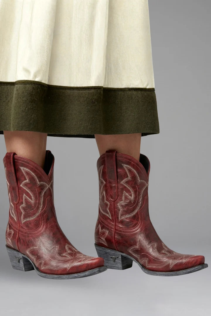 Women's Embroidered Leather Mid-Calf Boots 3