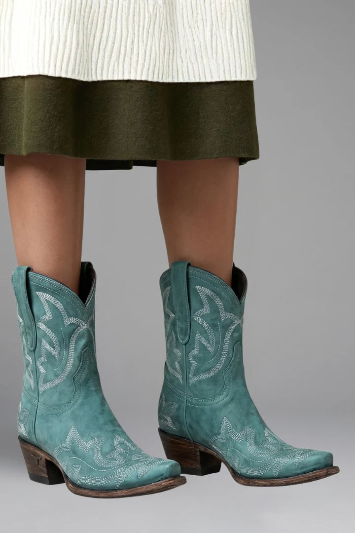 Women's Embroidered Leather Mid-Calf Boots 6