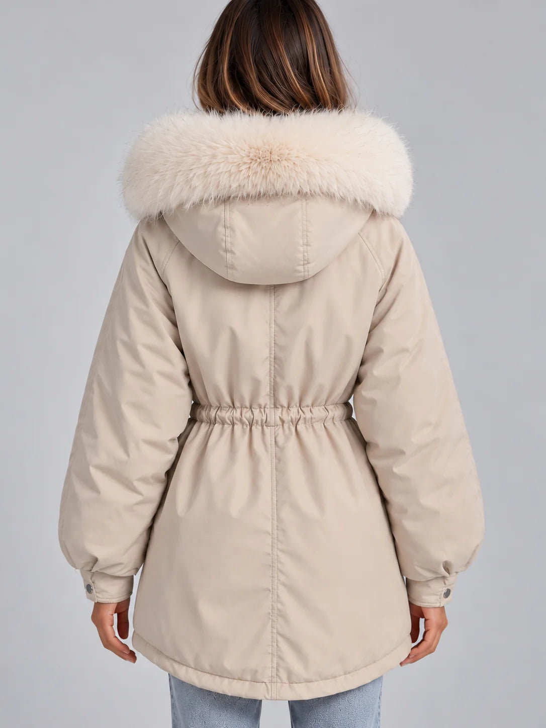 Women’s Faux Fur Collar Hooded Parka Coat 1