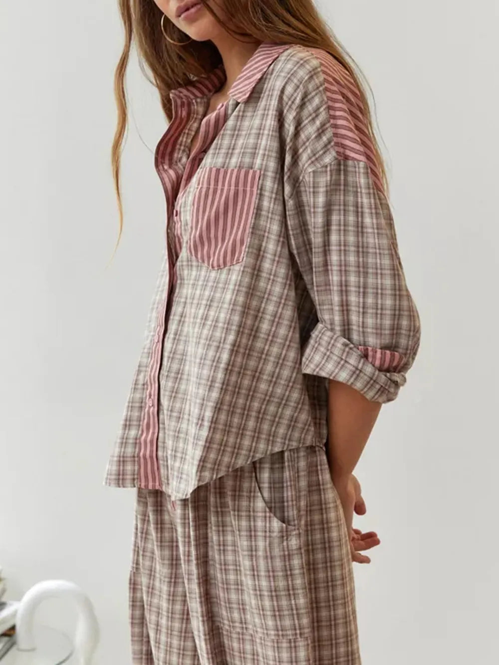 Women's Two-Piece Cotton Pajama Set Soft Stretchy Comfort 0