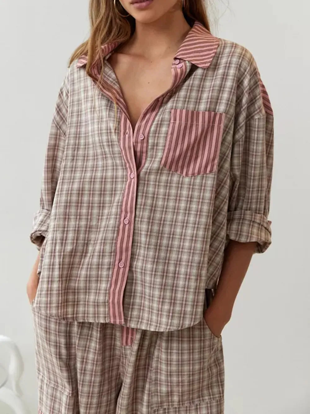 Women's Two-Piece Cotton Pajama Set Soft Stretchy Comfort 4