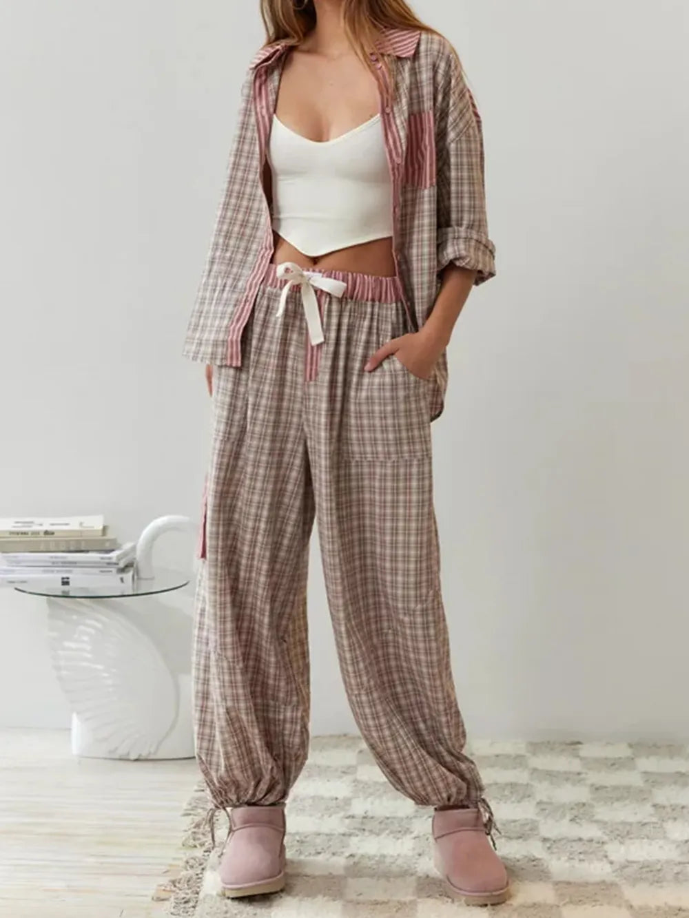 Women's Two-Piece Cotton Pajama Set Soft Stretchy Comfort 5