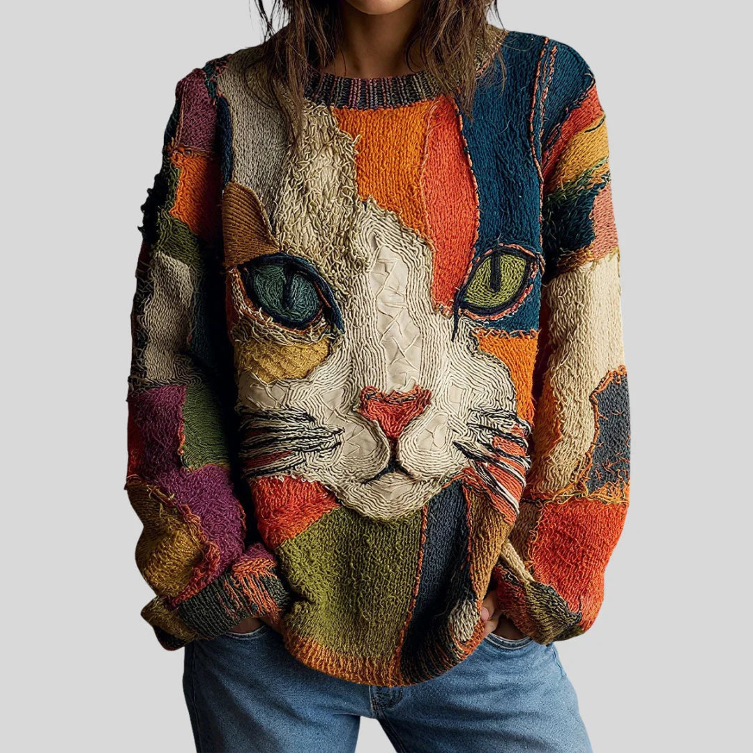 Zaira Cat Print Top | Women's Relaxed Fit Shirt 1